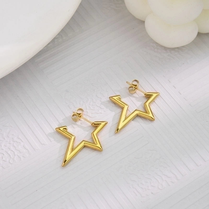 1 Pair Vintage Style U Shape Geometric Heart Shape Plating 304 Stainless Steel None 18K Gold Plated Hoop Earrings