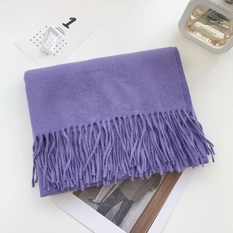 Women's Scarf Winter Versatile Long Solid Color Cashmere-like  Shawl Autumn And Winter Thickened Warm Knitted Scarf Men's Fashion