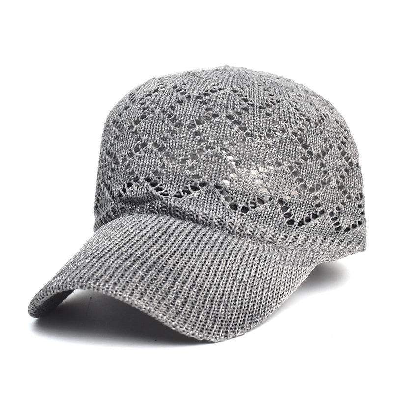 Hat Summer Outdoor Sun Hat Women's Hollow Mesh Breathable Baseball Cap Knitted Cap