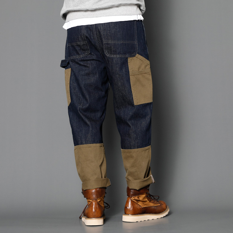 Loose And Versatile Autumn And Winter Multi-pocket Stitching Straight American Jeans