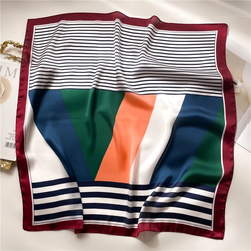 Women's Elegant Minimalist Color Block Polyester Printing Silk Scarf