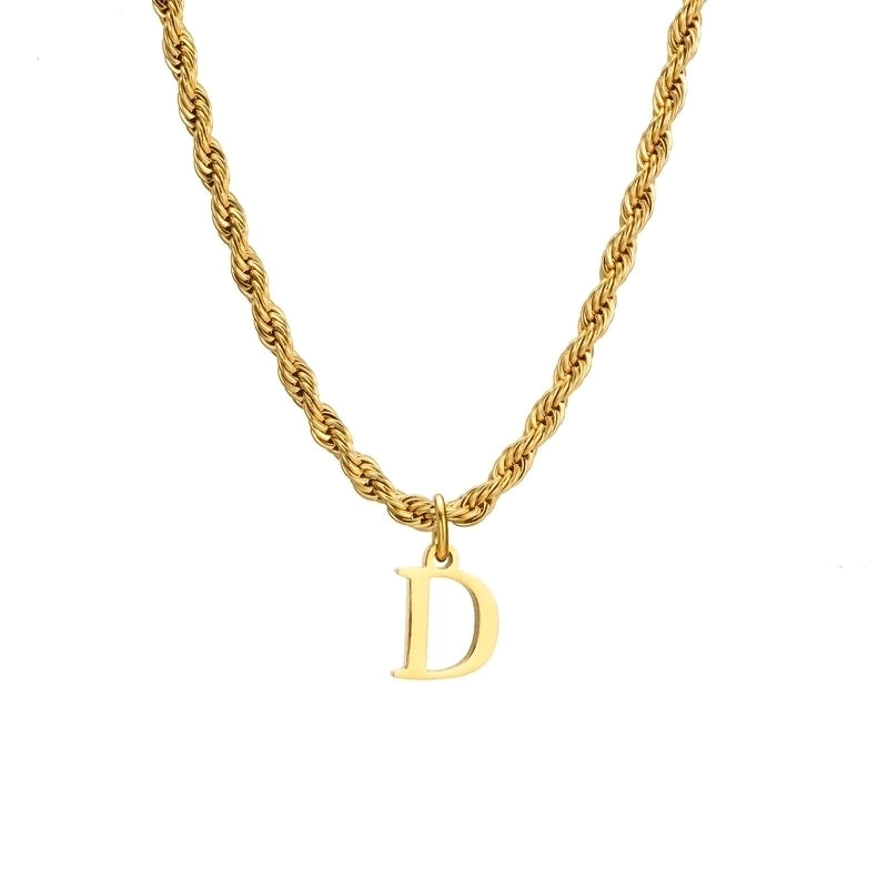 Minimalist Letter Stainless Steel Gold Plated Pendant Necklace
