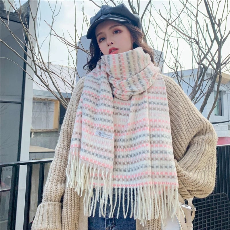 Winter New Colorful Plaid Scarf Women's Versatile Women's Autumn And Winter Warm Scarf Shawl High-grade Fashion