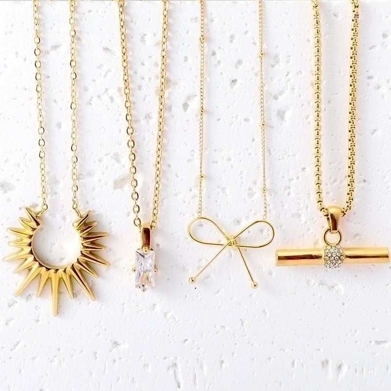 Minimalist Geometric Stainless Steel Titanium Steel Plating Gold Plated Pendant Necklace