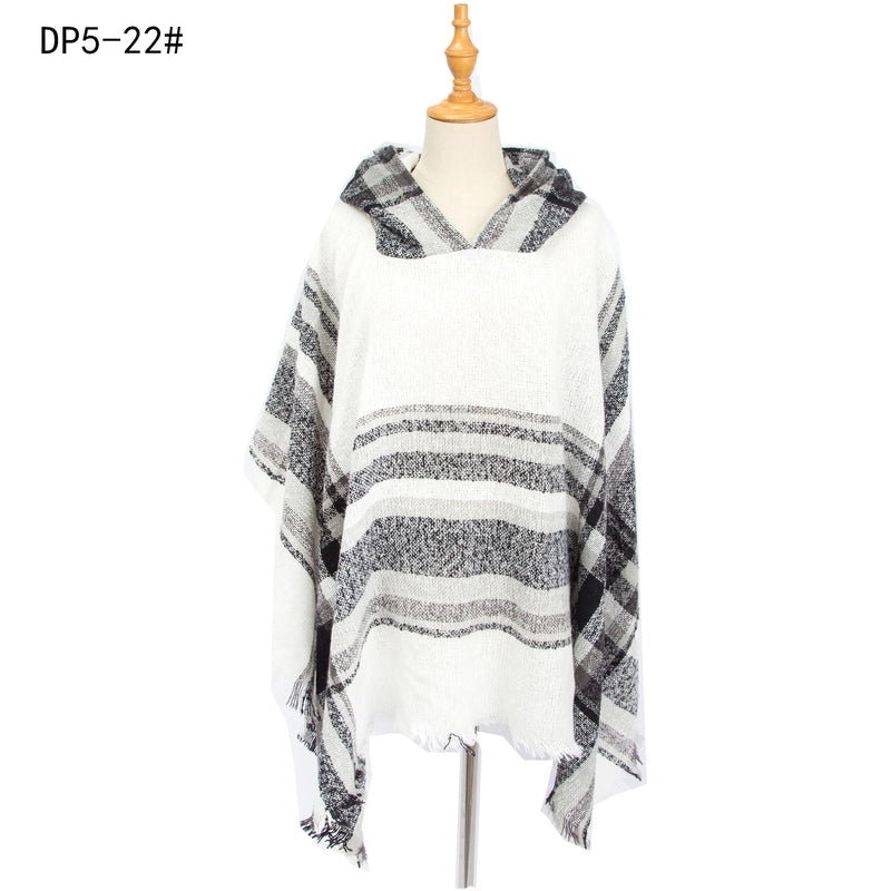 Women's Streetwear Plaid Polyester Tassel Shawl