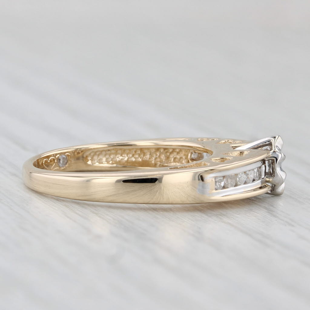 0.20ctw Diamond Engagement Ring 10k Yellow Gold Size 7 Heart Bridge Stackable