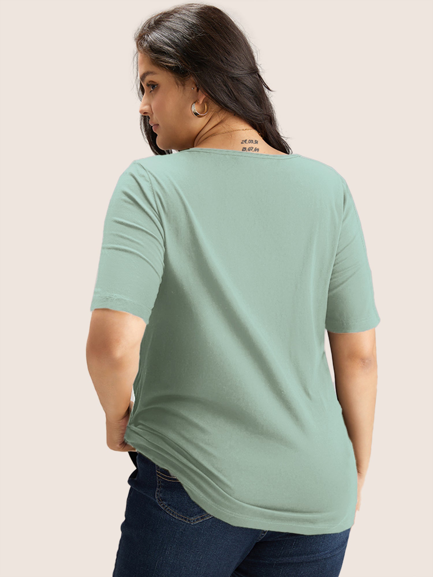 Cotton V Neck Plain Basic T-shirt