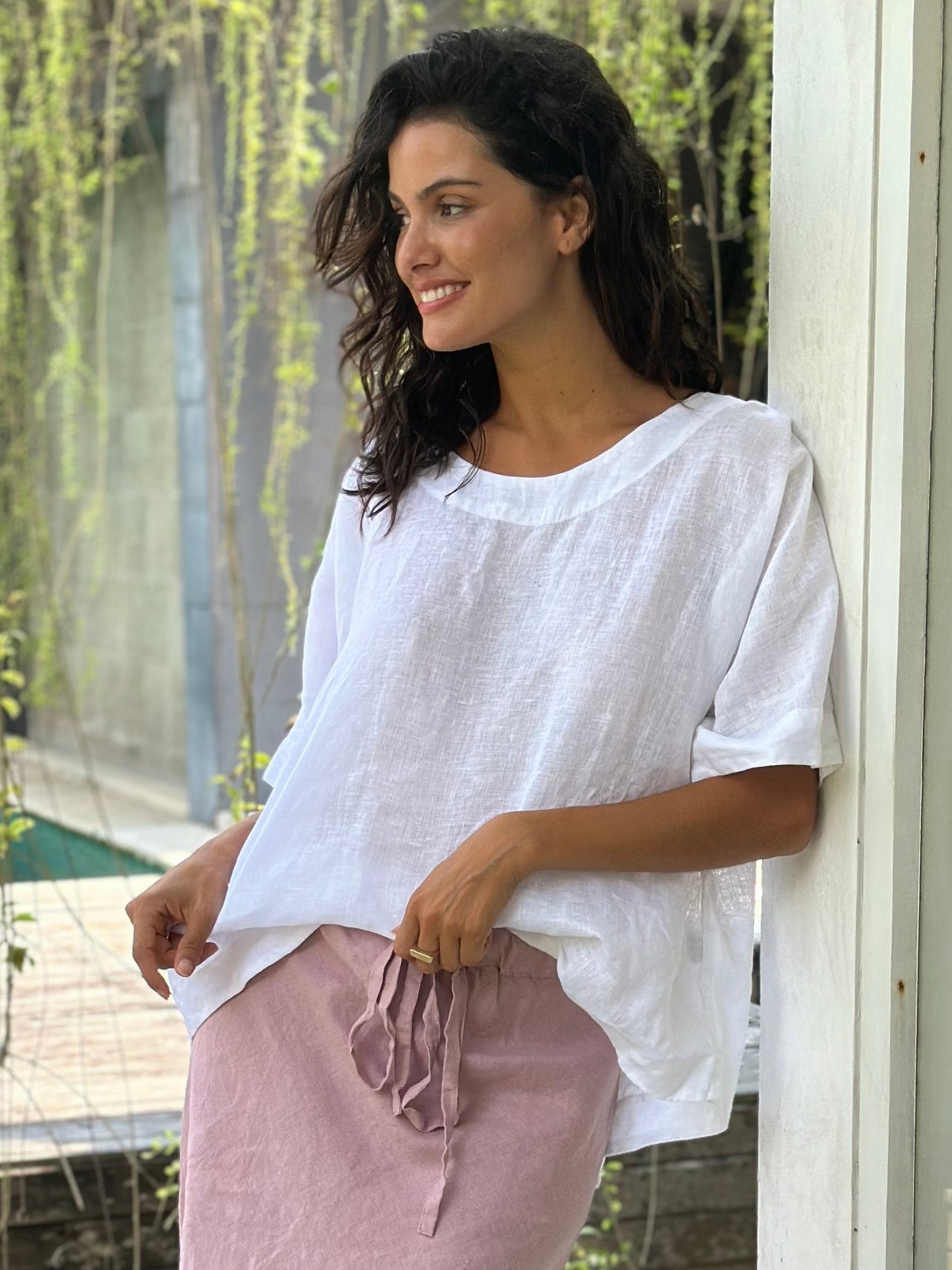 mia top - white linen