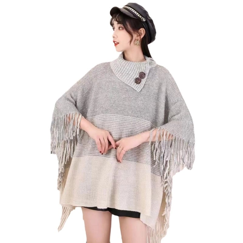 Women's Streetwear Color Block Acrylic Tassel Shawl