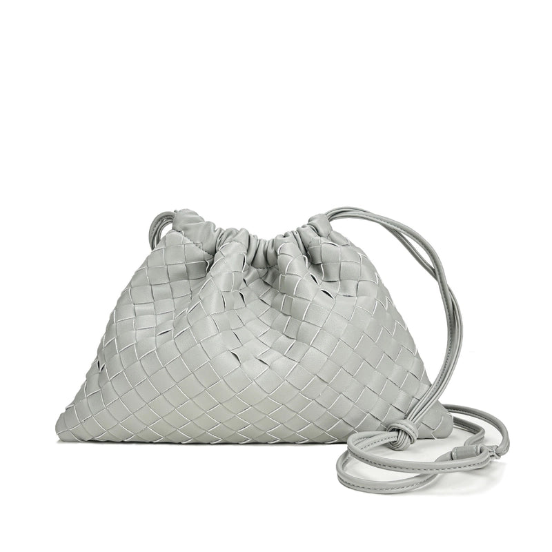 Women's Cowhide Irregular Solid Color Streetwear Square String Handbag Drawstring Bag