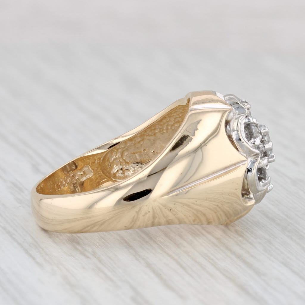 Vintage 0.80ctw Diamond Cluster Men's Belcher Setting Ring 14k Gold Size 9.75