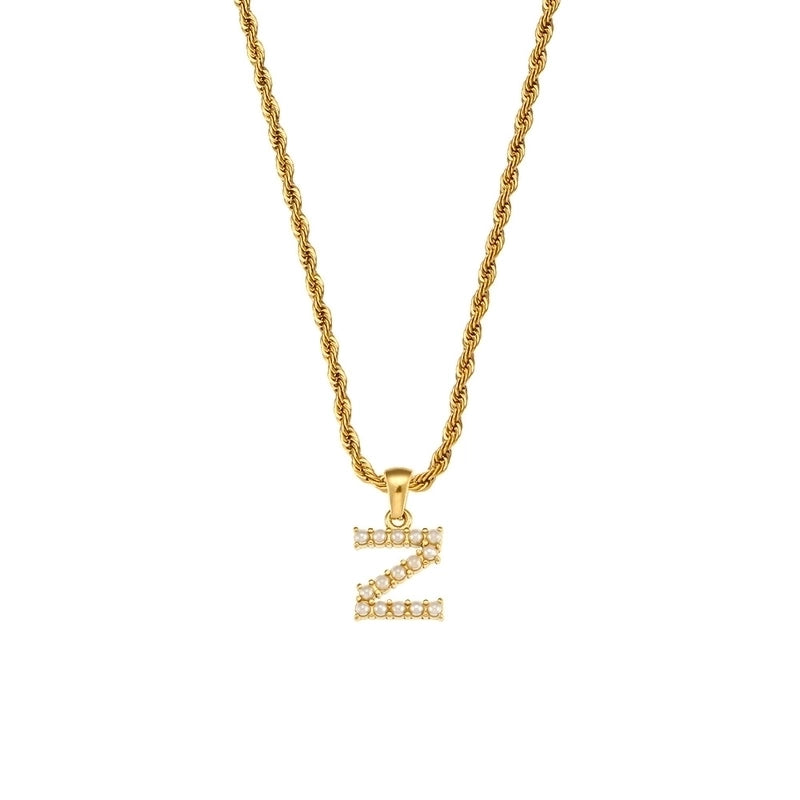 Fashion Letter 304 Stainless Steel Pearl 18K Gold Plated Plating Inlay Pendant Necklace