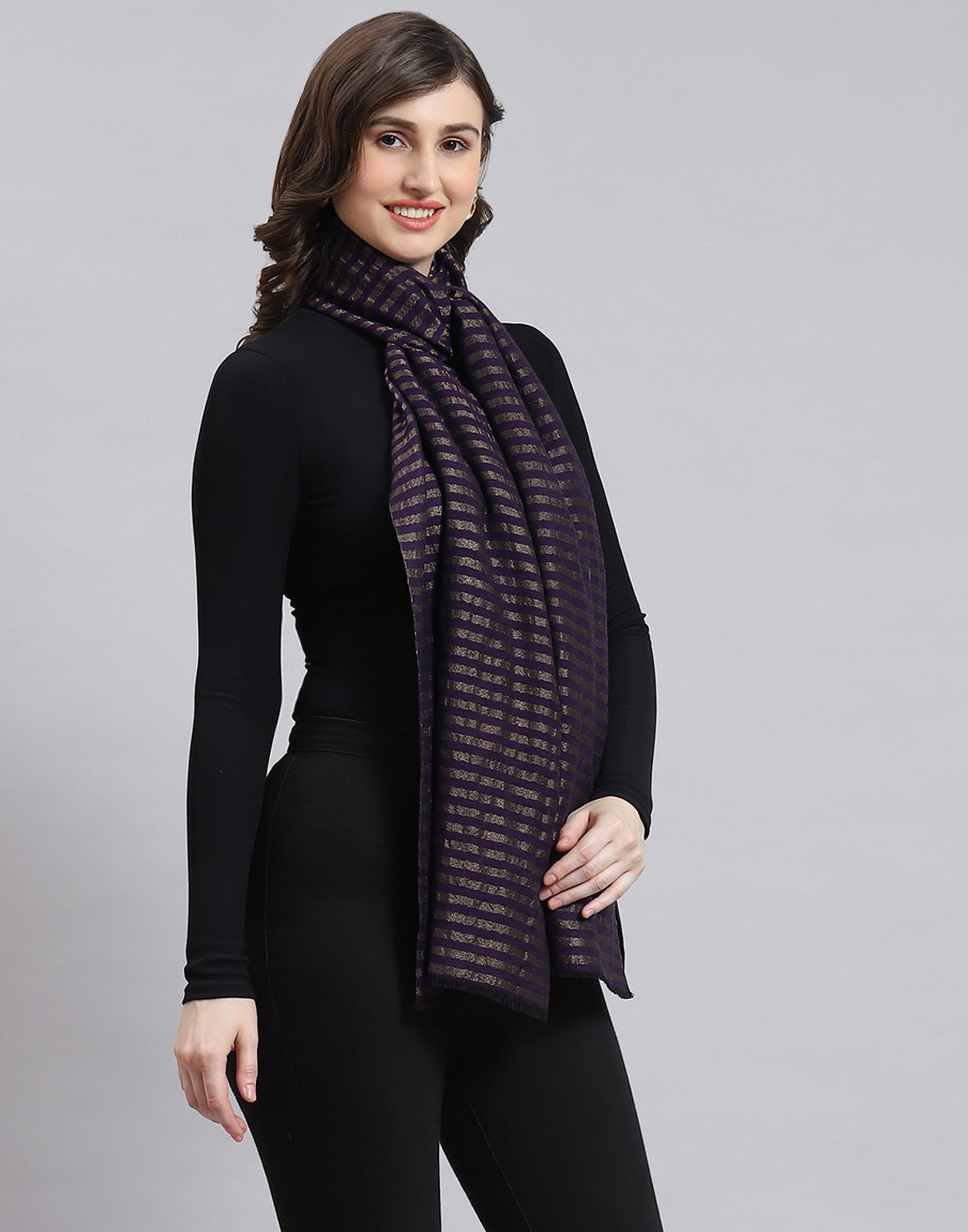 Women Purple Stripe Stole