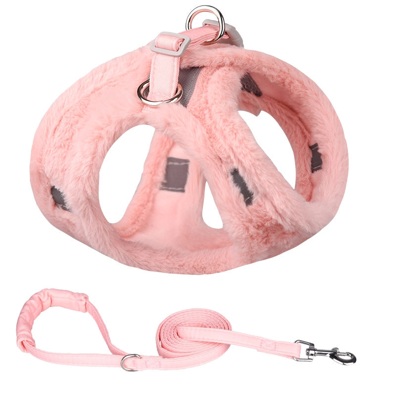 Minimalist Classic Style Faux Rabbit Fur Solid Color Leash