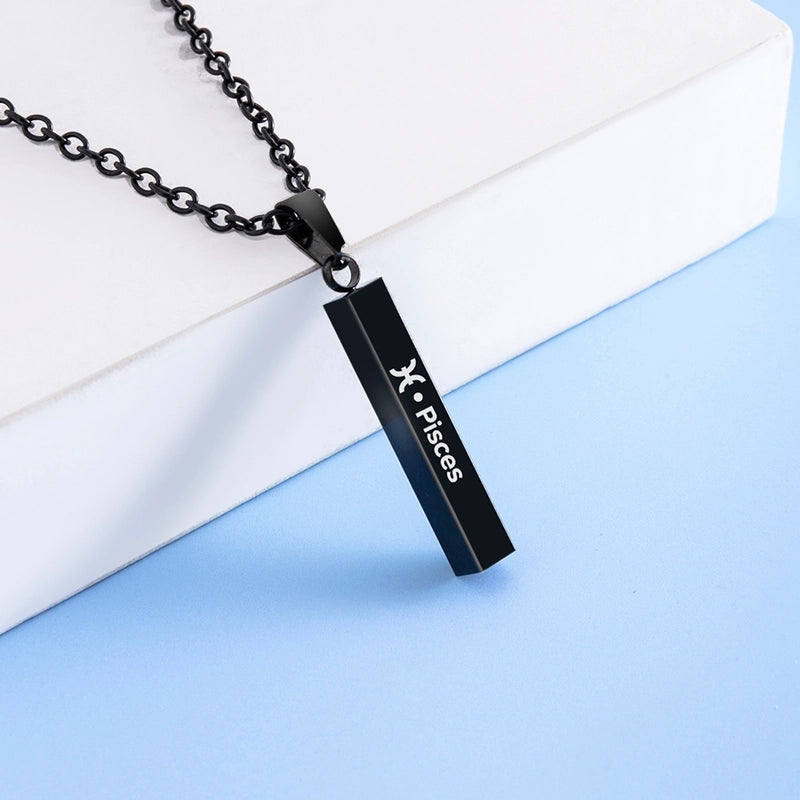 12 Constellation Stainless Steel Ing Pillar Necklace
