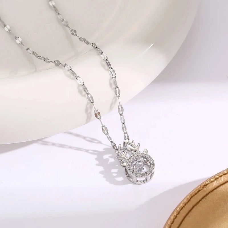 3 Pieces Elegant Minimalist Leaf Four Leaf Clover Insect Stainless Steel Plating Inlay Zircon Pendant Necklace