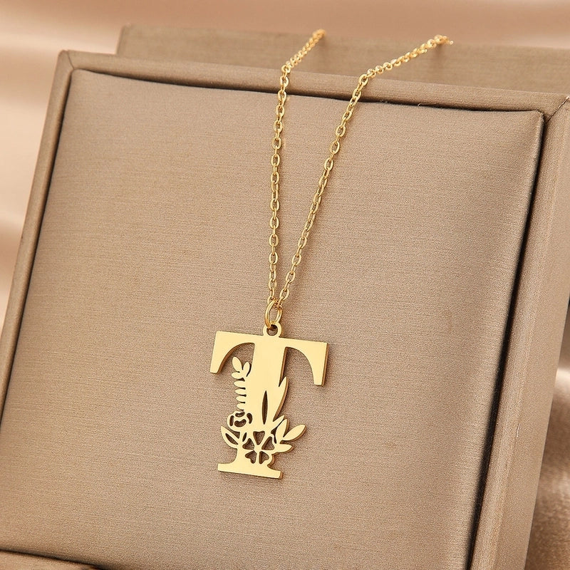 Basic Classic Style Letter Stainless Steel Plating Pendant Necklace