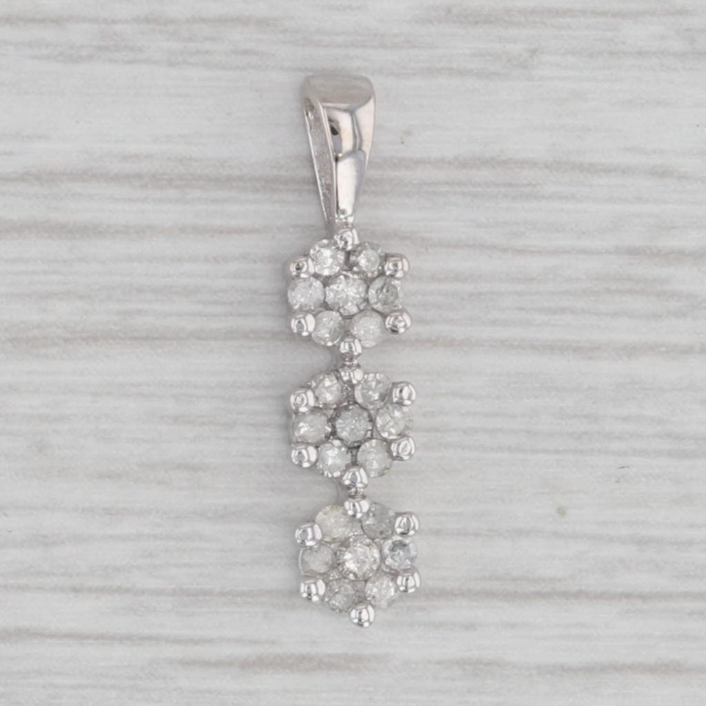 0.13ctw Diamond Flower Clusters Journey Pendant 10k White Gold