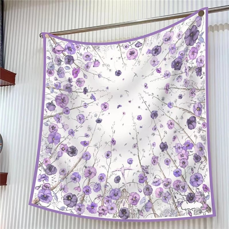 New High Quality Twill Forged Large Square Fashion 90*90cm Printed Silk Scarf Sunscreen Shawl Scarf
