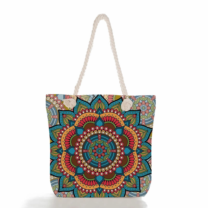 Women's Basic Flower Canvas Shopping Bags