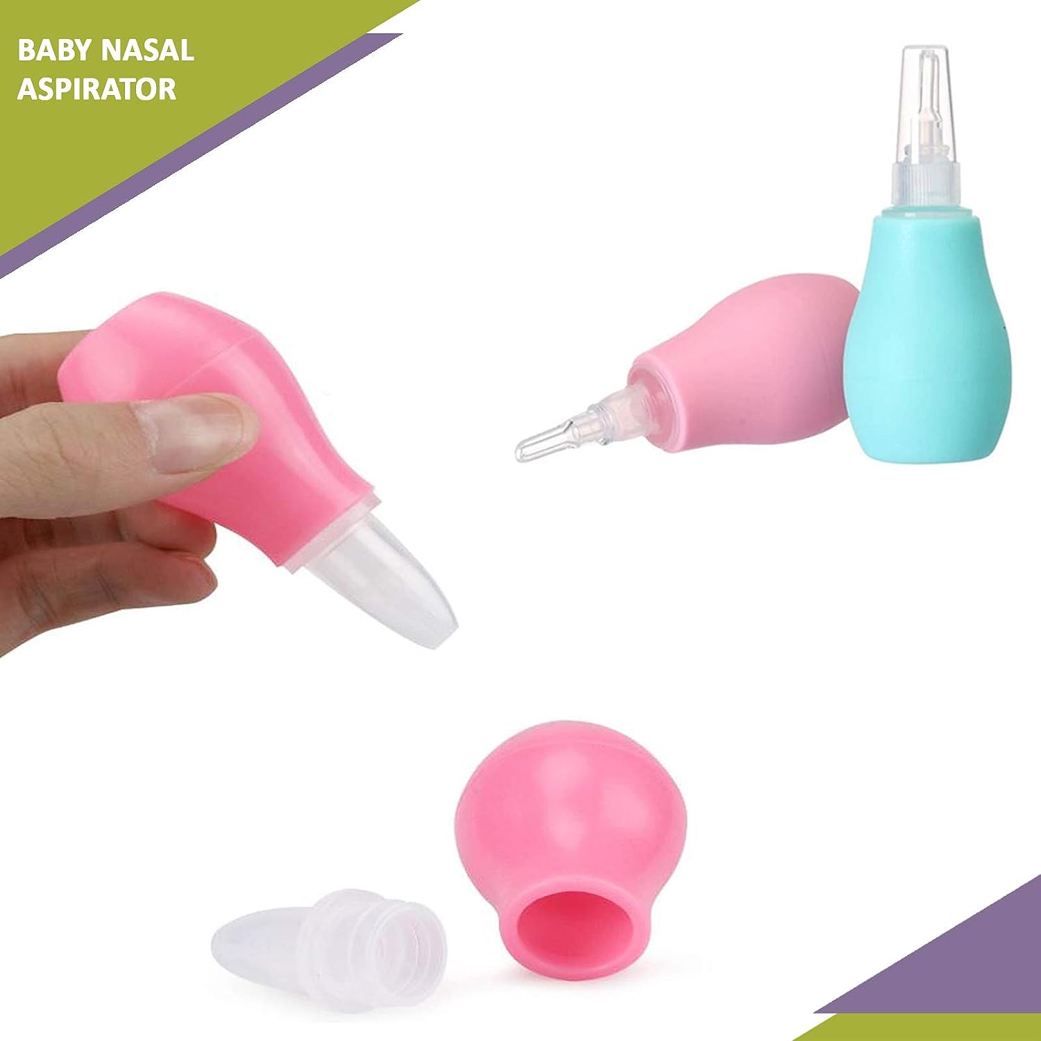 Silicone Baby Nasal Aspirator. Vacuum Sucker. Instant Relief From Blocked Baby Nose Cleaner