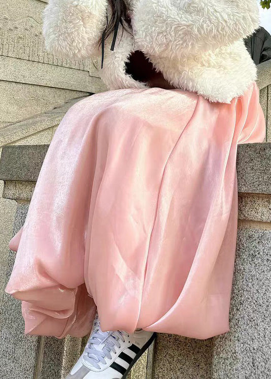 Women Pink Solid High Waist Skirts Summer