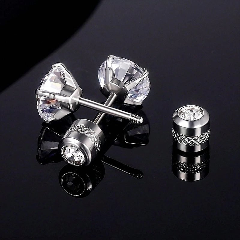 5 Pairs Minimalist Round Plating Inlay 304 Stainless Steel Zircon Gold Plated Ear Studs