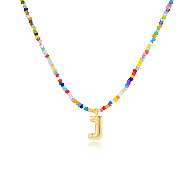 🌈 Letter Beaded Necklace for Women🔤A-Z