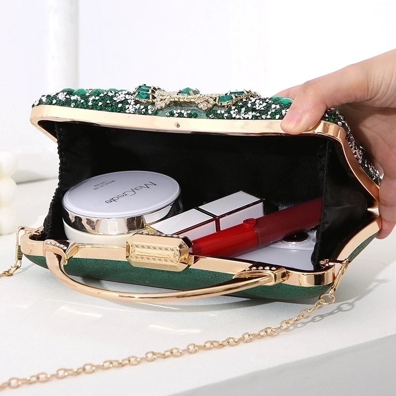 Silver Black Red Pu Leather Flower Pillow Shape Evening Bags