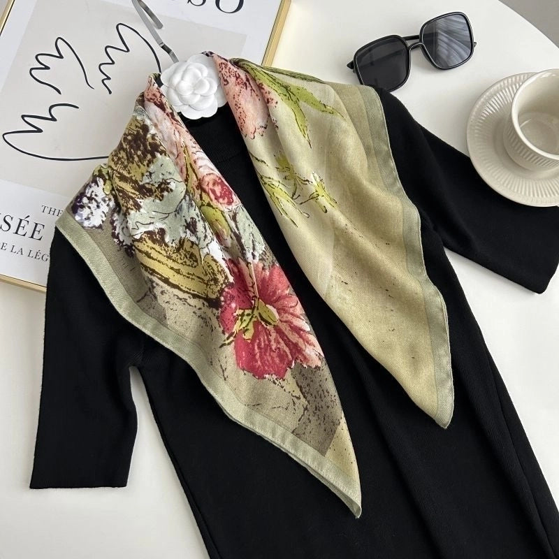 Women's Sweet Minimalist Color Block Polyester Printing Silk Scarf