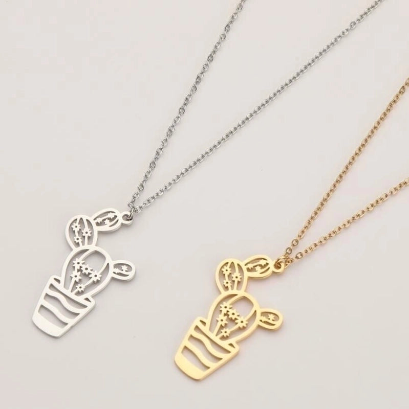 201 Stainless Steel 18K Gold Plated Retro Irregular Plating Plant Pendant Necklace