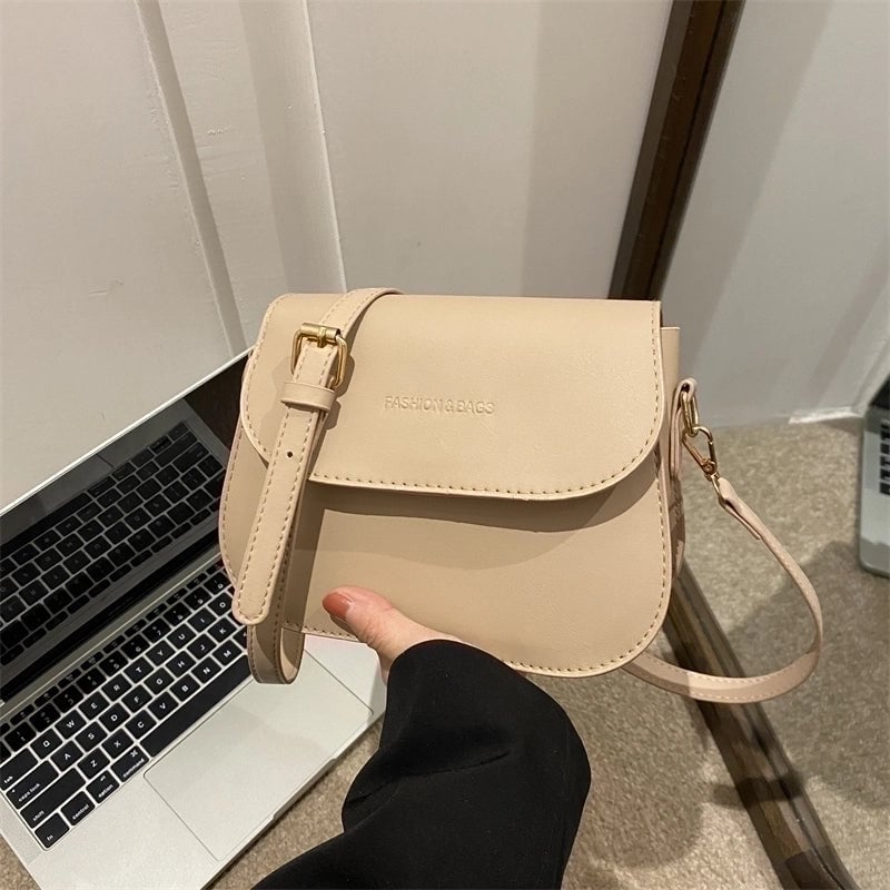 Women's Pu Leather Solid Color Basic Square Flip Cover Shoulder Bag