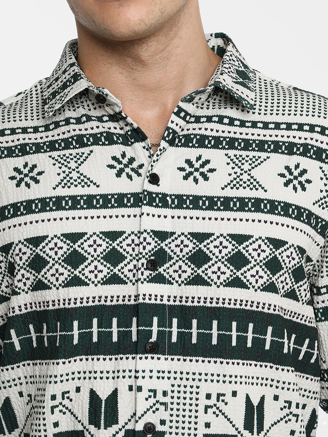 Geometric Seersucker Shirt