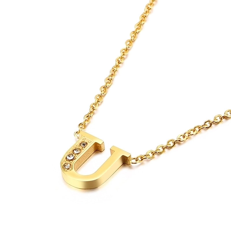 Letter Titanium Steel 18K Gold Plated Necklace