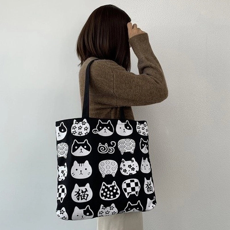 Women's Large Canvas Color Block Streetwear Square Zipper Shoulder Bag