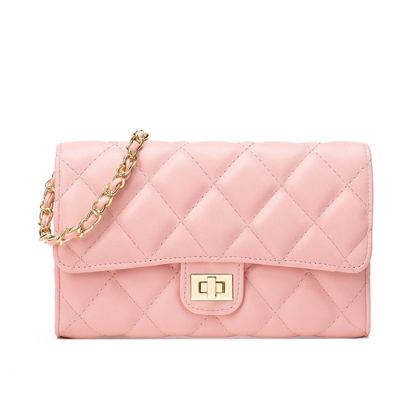 Women's Pu Leather Solid Color Streetwear Square Lock Clasp Shoulder Bag