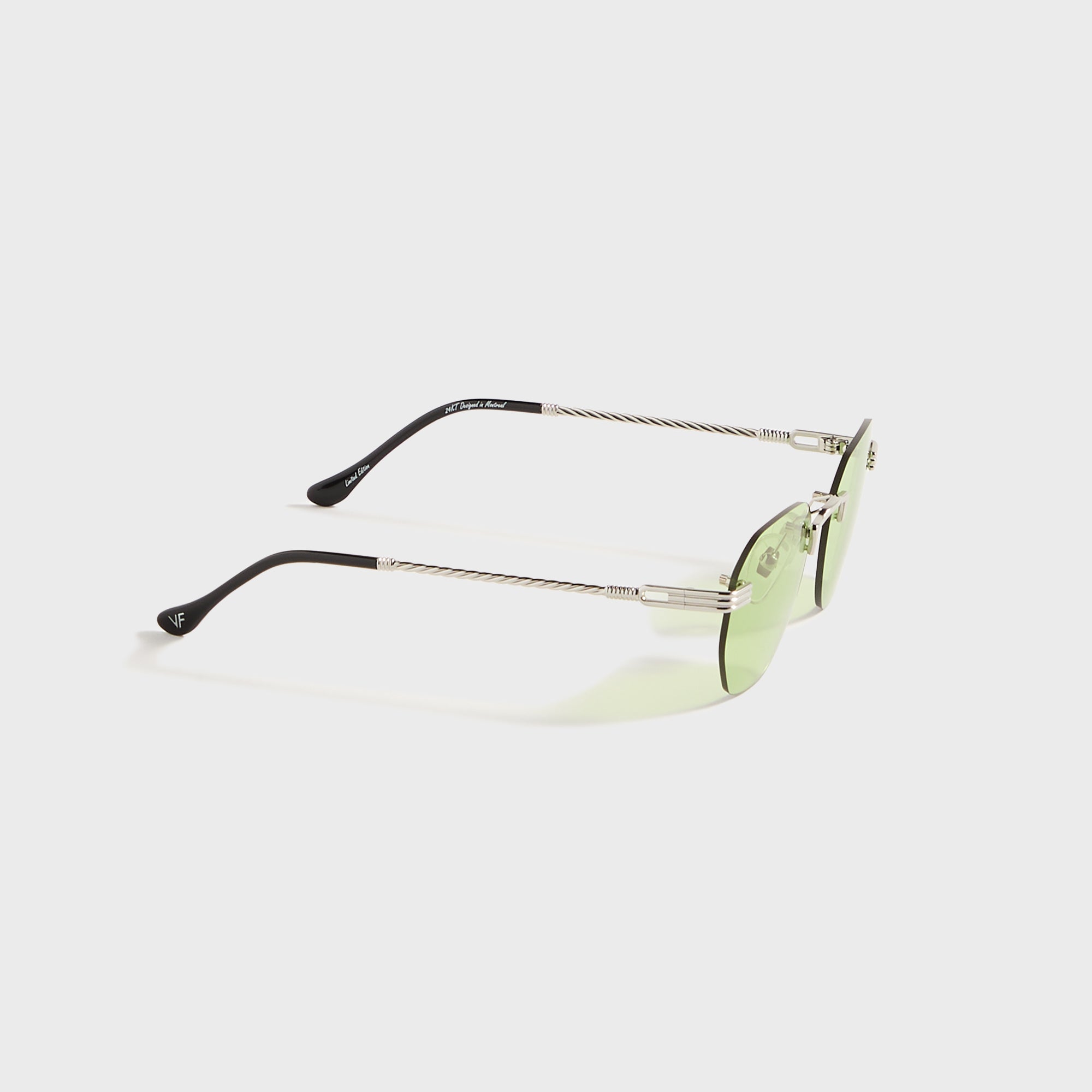 Vintage Frames Detroit Player Rimless Drill Mount 24KT - White Gold / Lime Green