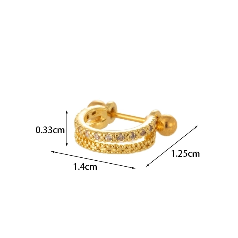 Ear Cartilage Rings & Studs Fashion Crown Copper Plating Artificial Gemstones