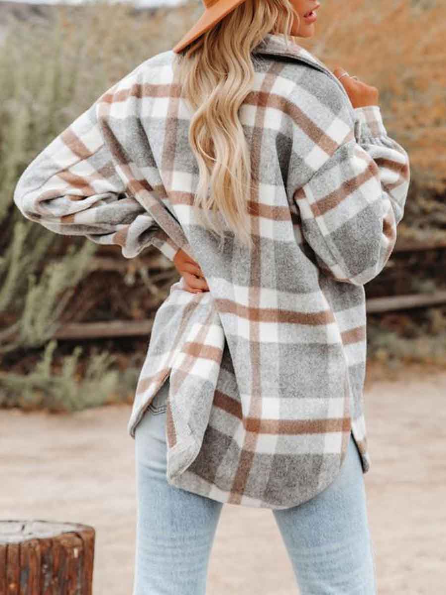 Loose Plaid Shirt Coat