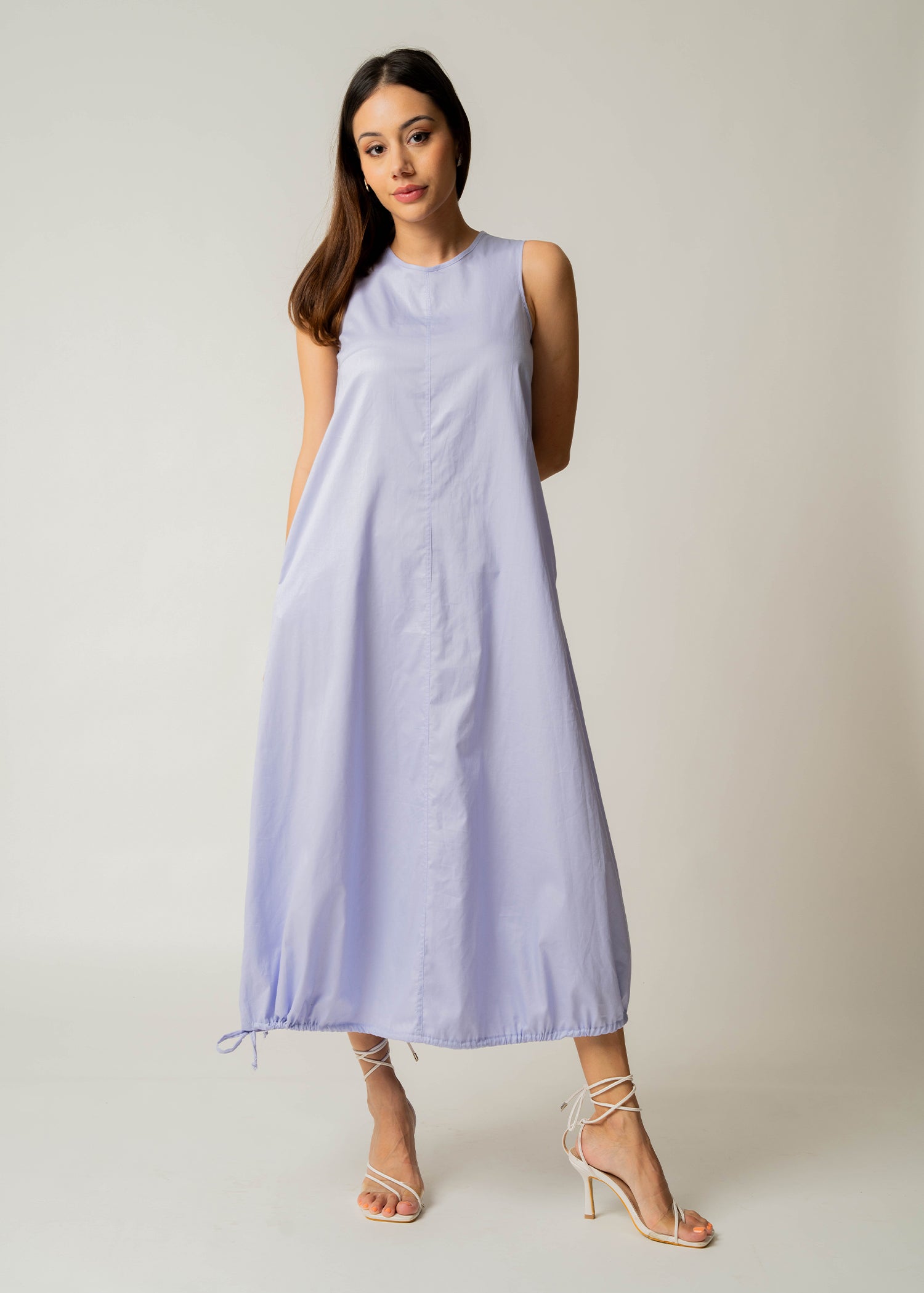 Sleeveless Maxi dress With Bottom Draw Cord Detail