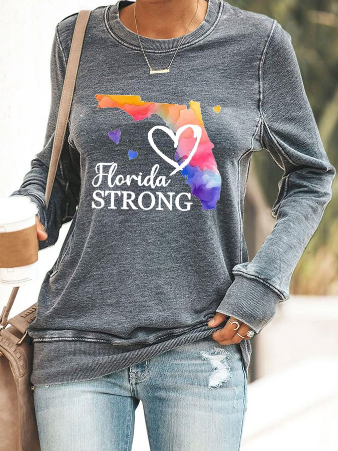 Women's Florida  Strong Mitton Hurricane Print Casuasl Sweatshirt