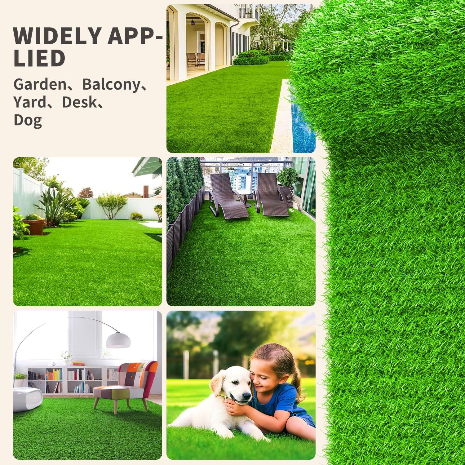 Premium Realistic Artificial Grass Rug Indoor Outdoor. Grass 30mm 2 meter square