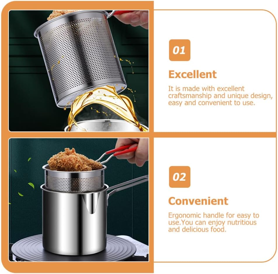 Stainless Steel Deep Frying Pot With Strainer