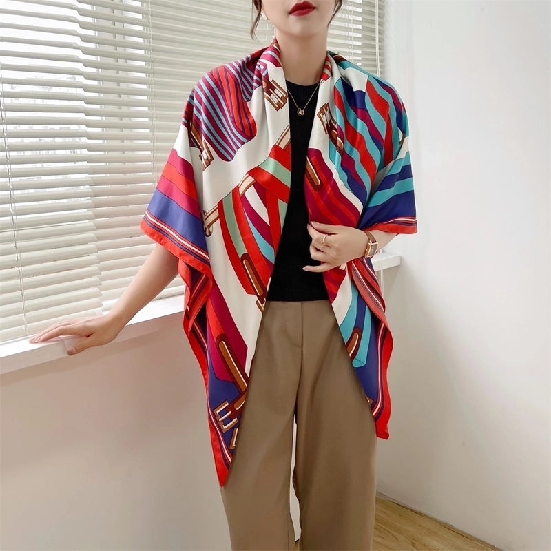 Women's Elegant Minimalist Plant Polyester Silk Scarf