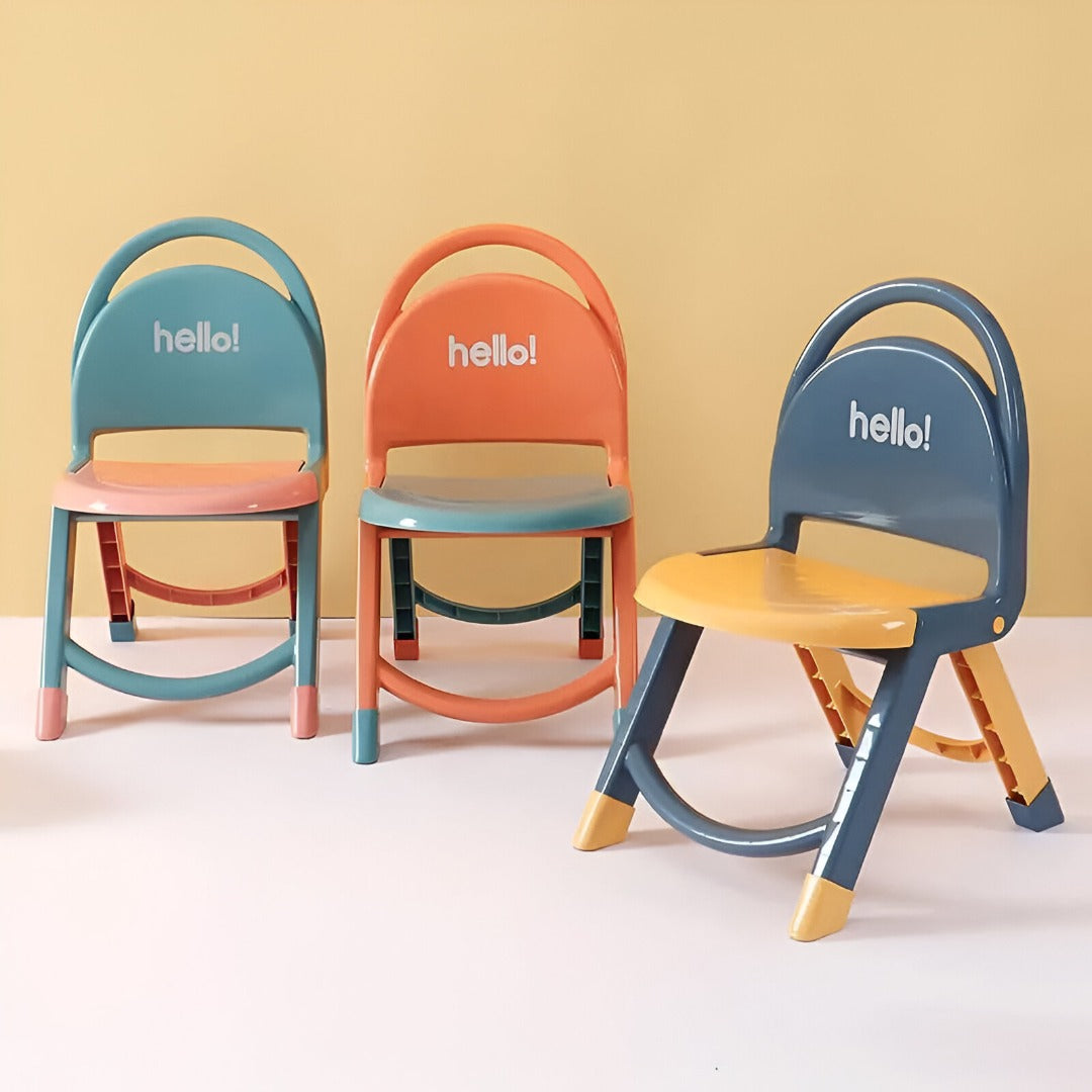Foldable Kids Plastic Chair. Back Support Strong and Durable Plastic Chair