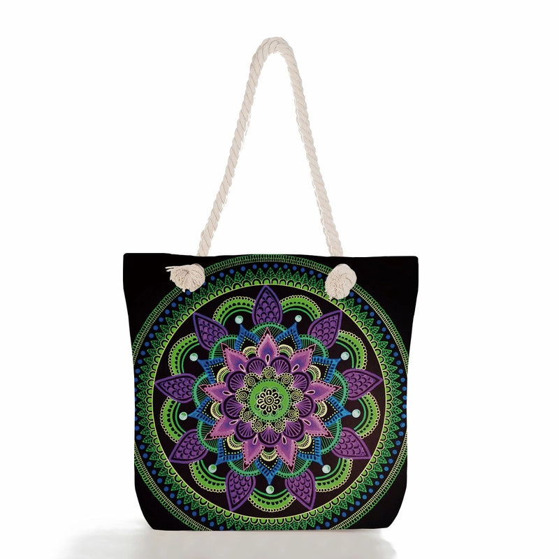 Women's Basic Flower Canvas Shopping Bags