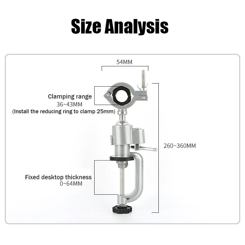 Table Bench Vises Clamp for Drill/Electric Grinder. 360° Aluminum Alloy Rotating Stand for Universal Wood Working Jewelry Making (Range 1.89 to 2.56 Inch)