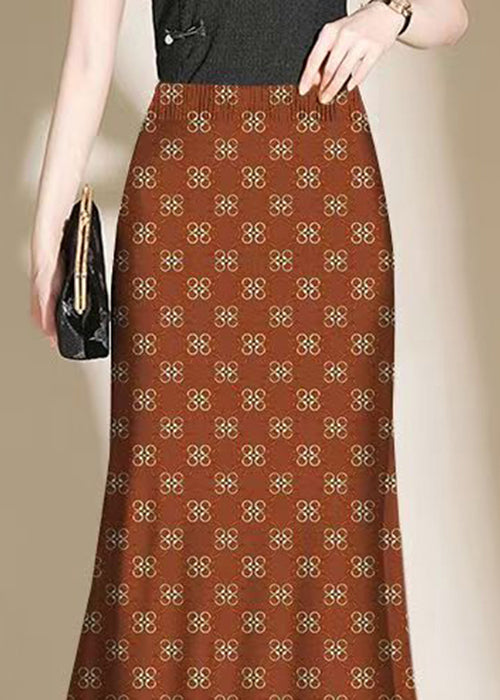 New Print Side Open Elastic Waist Cotton Skirt Summer