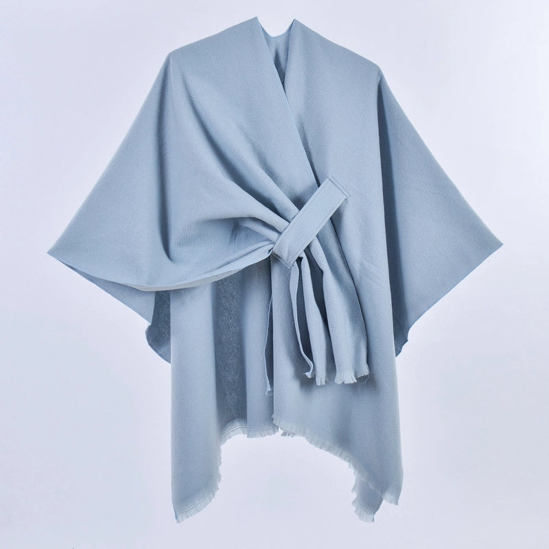 New Women's Autumn And Winter Warm Cloak Simple Double-sided Solid Color Split Cashmere Outerwear Shawl