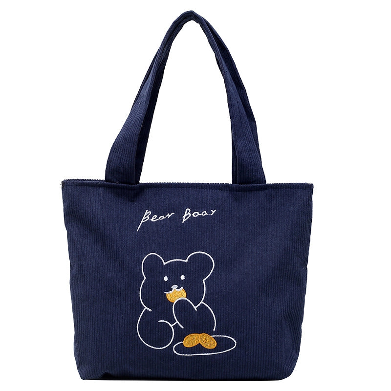 Women's Large Nylon Cartoon Bear Cute Square Open Shoulder Bag
